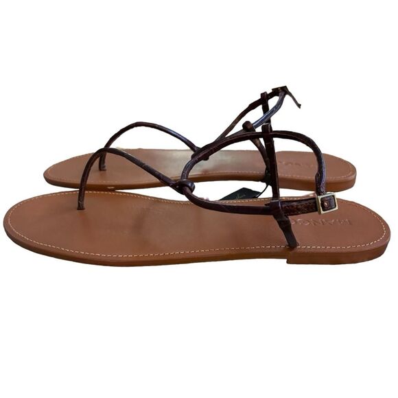 Mango Dark Burgundy Croc Leather Sandals Sz 40 - Picture 3 of 8